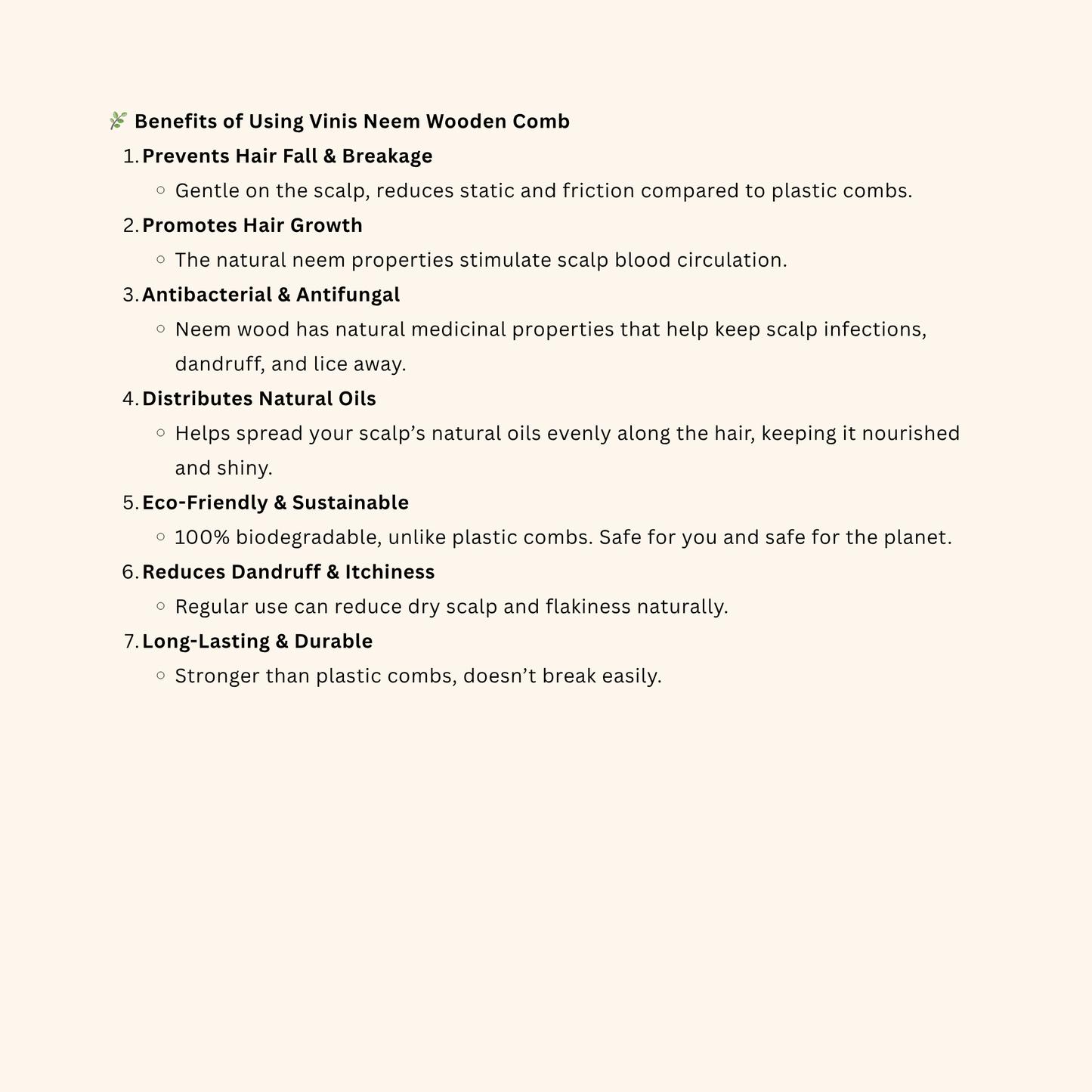 Vinis Neem Wooden Comb